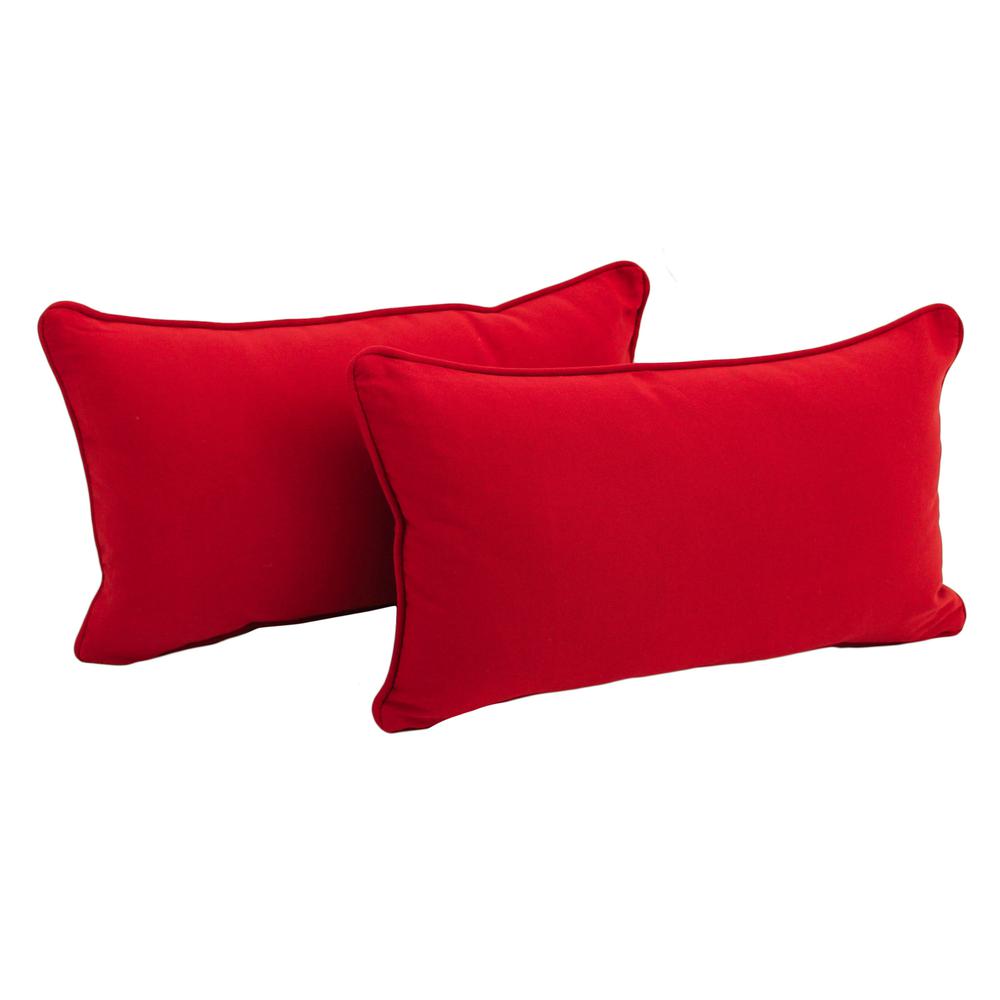 20-inch by 12-inch Double-corded Solid Twill Back Support Pillows with Inserts (Set of 2), Red. Picture 1