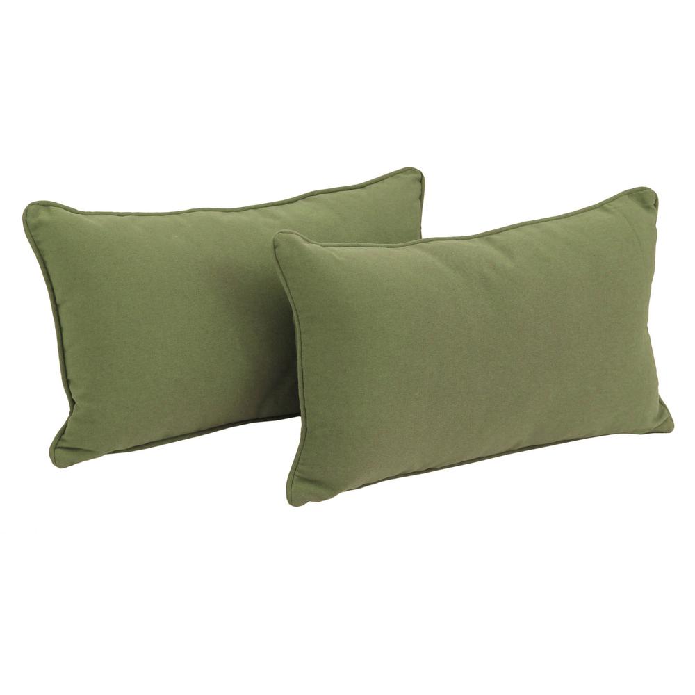 20-inch by 12-inch Double-corded Solid Twill Back Support Pillows with Inserts (Set of 2), Sage. Picture 1