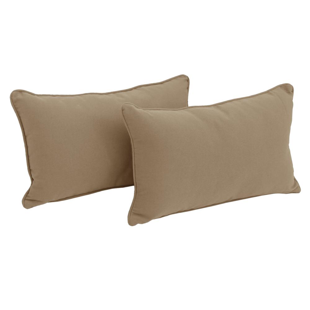 20-inch by 12-inch Double-corded Solid Twill Back Support Pillows with Inserts (Set of 2), Toffee. Picture 1