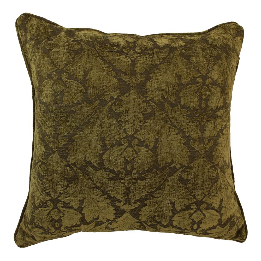 25-inch Double-corded Patterned Tapestry Square Floor Pillow with Insert, Floral Beige Damask. Picture 1
