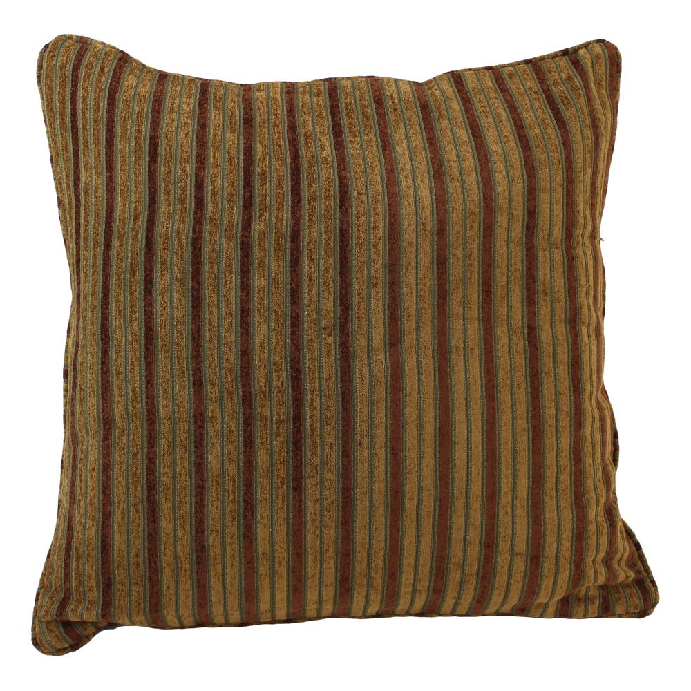 25-inch Double-corded Patterned Tapestry Square Floor Pillow with Insert, Autumn Stripes. Picture 1