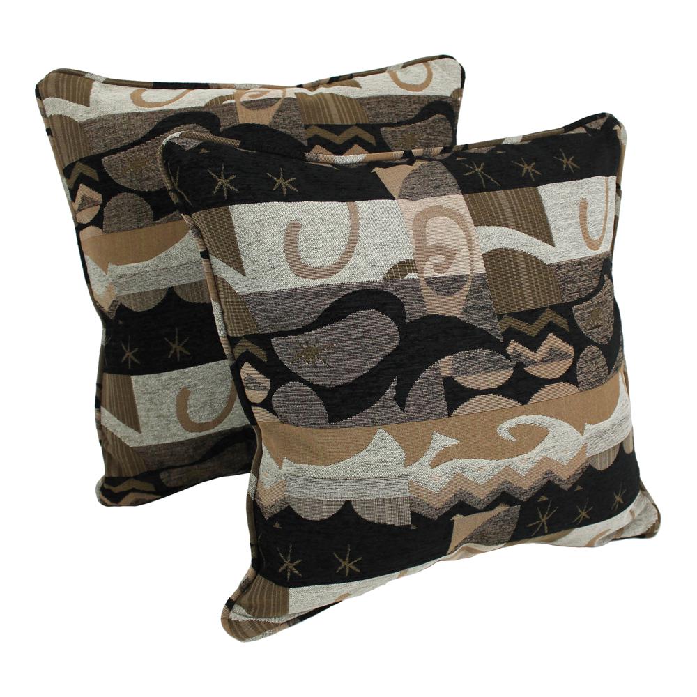 25-inch Double-corded Patterned Jacquard Chenille Square Floor Pillows with Inserts (Set of 2)  9813-CD-S2-JCH-02. Picture 1