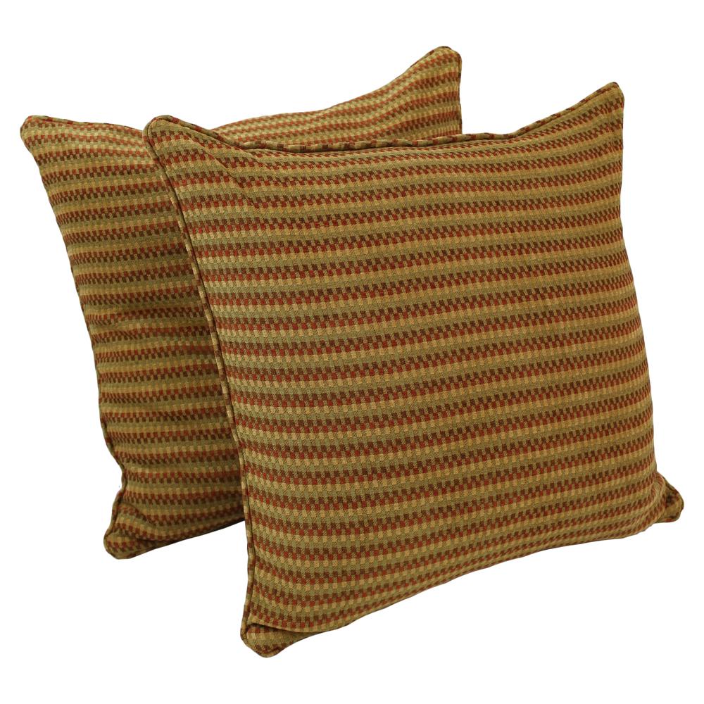 25-inch Double-corded Patterned Jacquard Chenille Square Floor Pillows with Inserts (Set of 2), Autumn Gingham. Picture 1