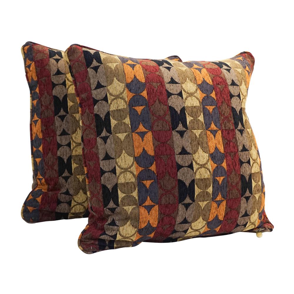 25-inch Double-corded Patterned Jacquard Chenille Square Floor Pillows with Inserts (Set of 2)  9813-CD-S2-JCH-CO-37. Picture 1