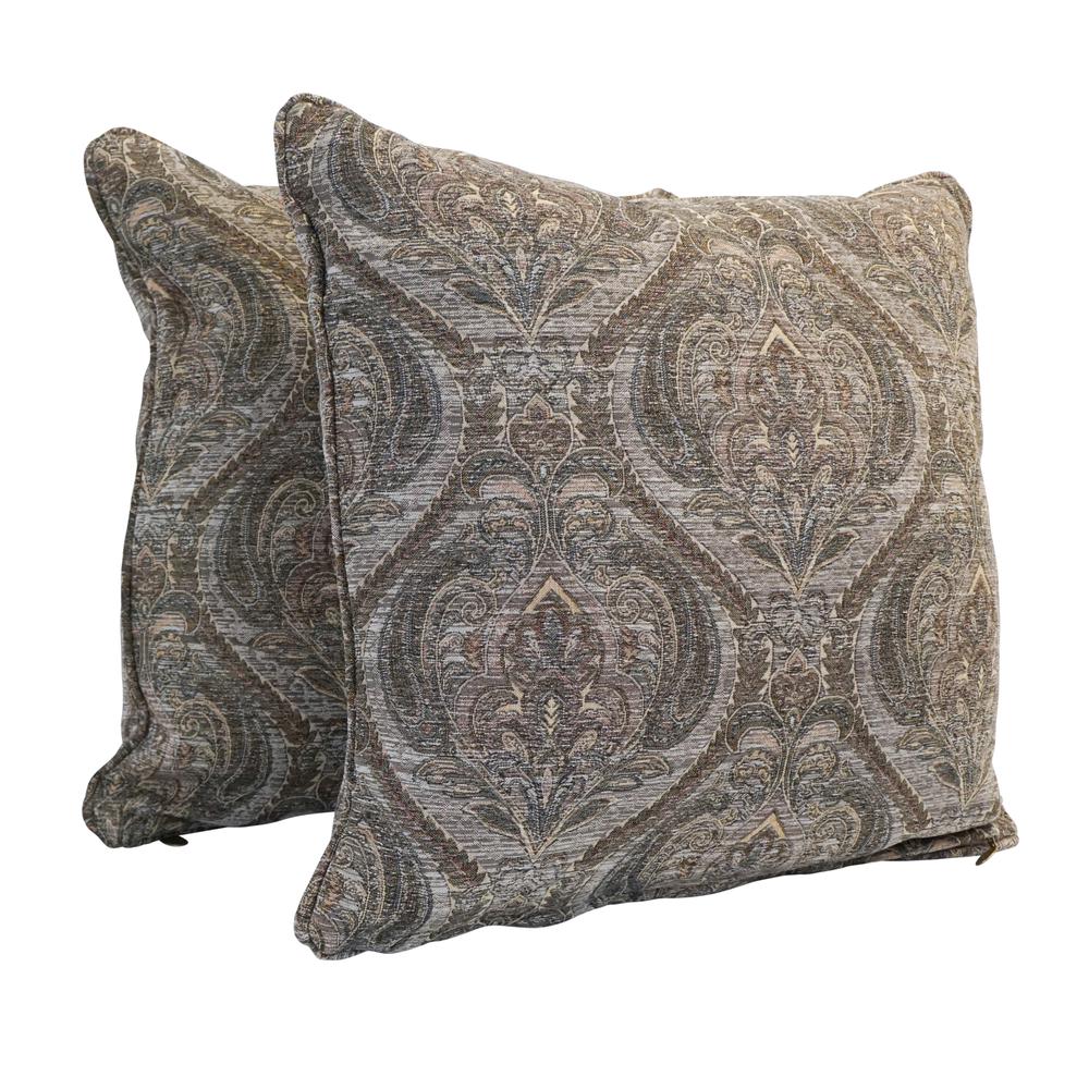 25-inch Double-corded Patterned Jacquard Chenille Square Floor Pillows with Inserts (Set of 2)  9813-CD-S2-JCH-CO-40. Picture 1