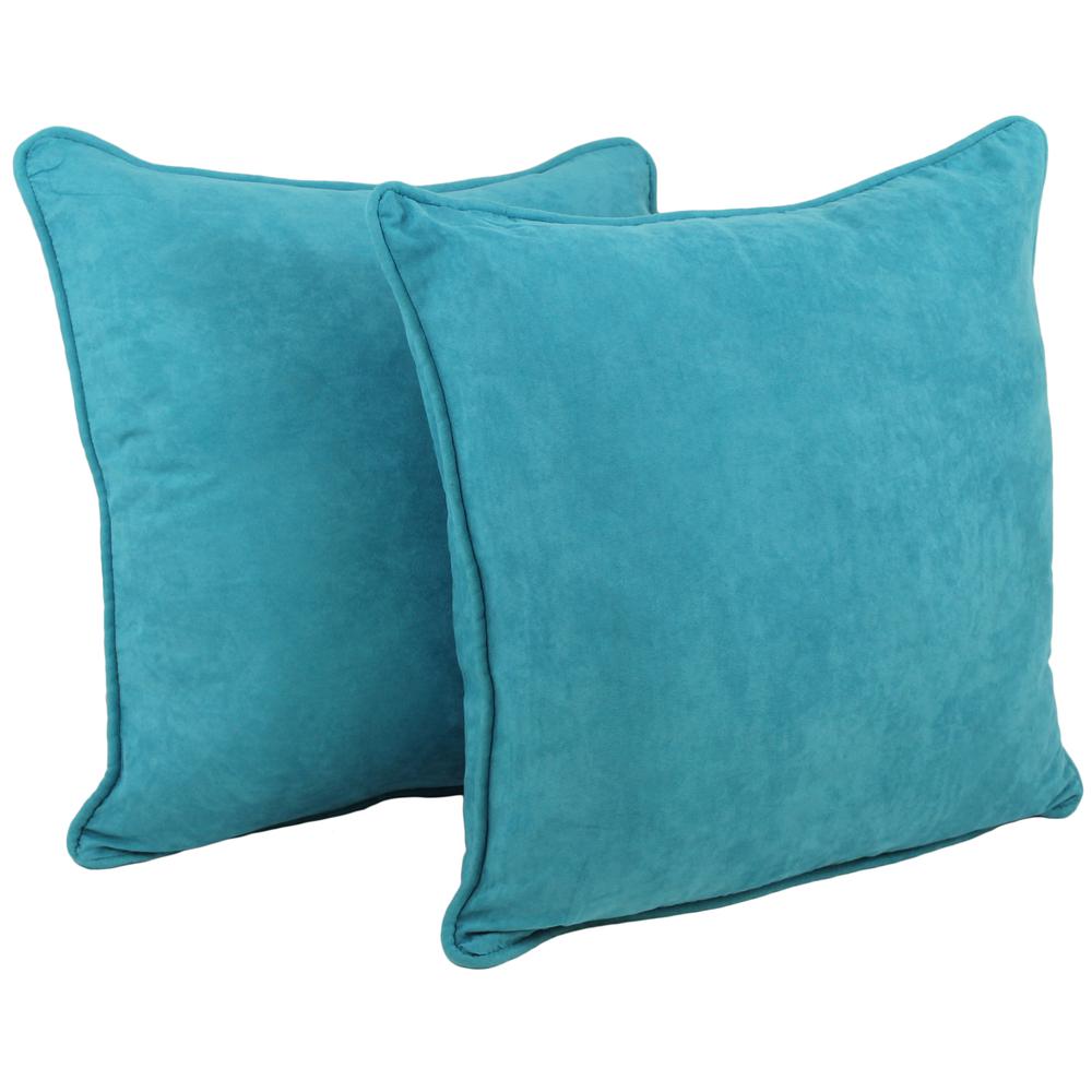 25-inch Double-corded Solid Microsuede Square Floor Pillows with Inserts (Set of 2) 9813-CD-S2-MS-AB. Picture 1