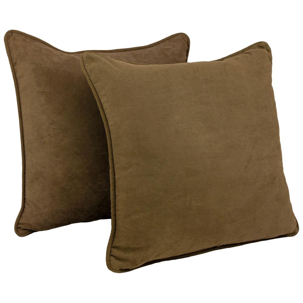 25-inch Double-corded Solid Microsuede Square Floor Pillows with Inserts (Set of 2) 9813-CD-S2-MS-CH. Picture 1
