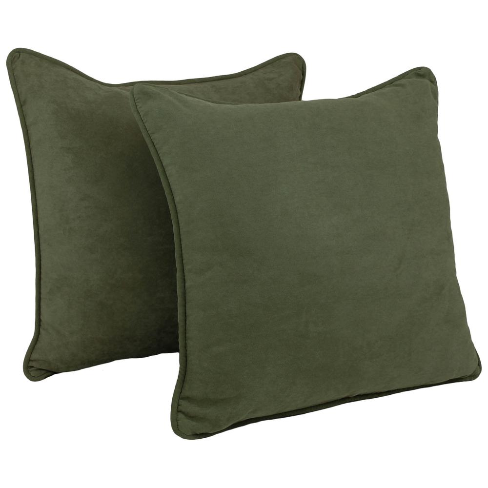 25-inch Double-corded Solid Microsuede Square Floor Pillows with Inserts (Set of 2) 9813-CD-S2-MS-HG. Picture 1