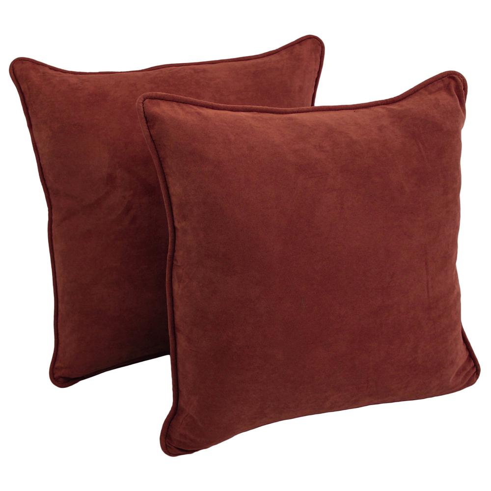25-inch Double-corded Solid Microsuede Square Floor Pillows with Inserts (Set of 2) 9813-CD-S2-MS-RW. Picture 1