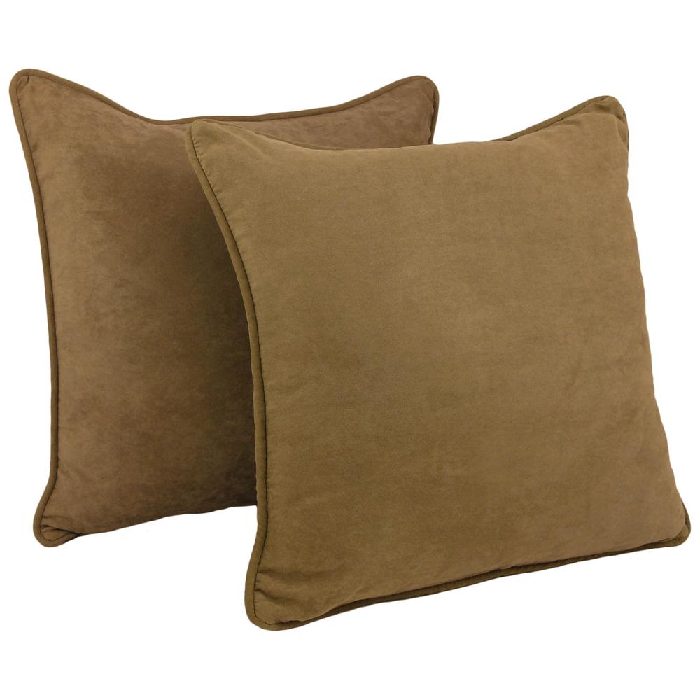 25-inch Double-corded Solid Microsuede Square Floor Pillows with Inserts (Set of 2) 9813-CD-S2-MS-SB. Picture 1