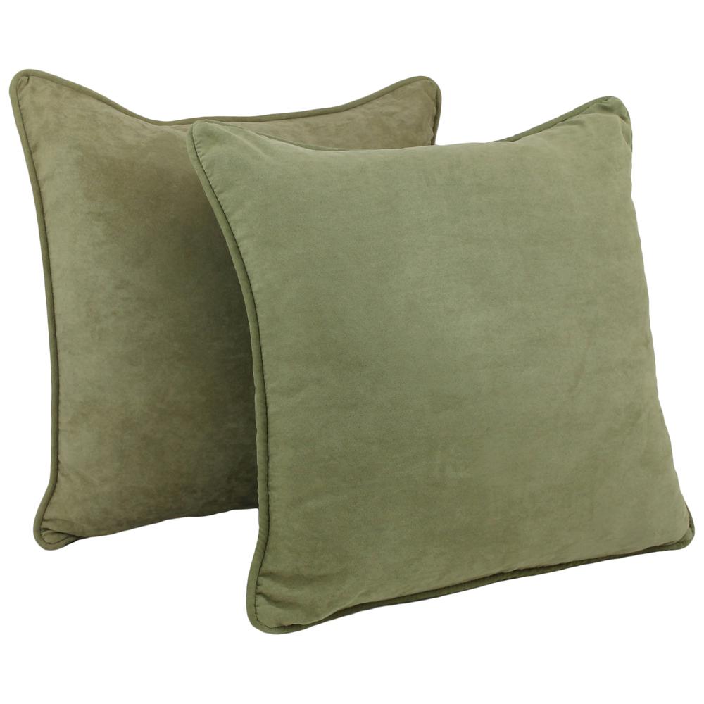25-inch Double-corded Solid Microsuede Square Floor Pillows with Inserts (Set of 2) 9813-CD-S2-MS-SG. Picture 1