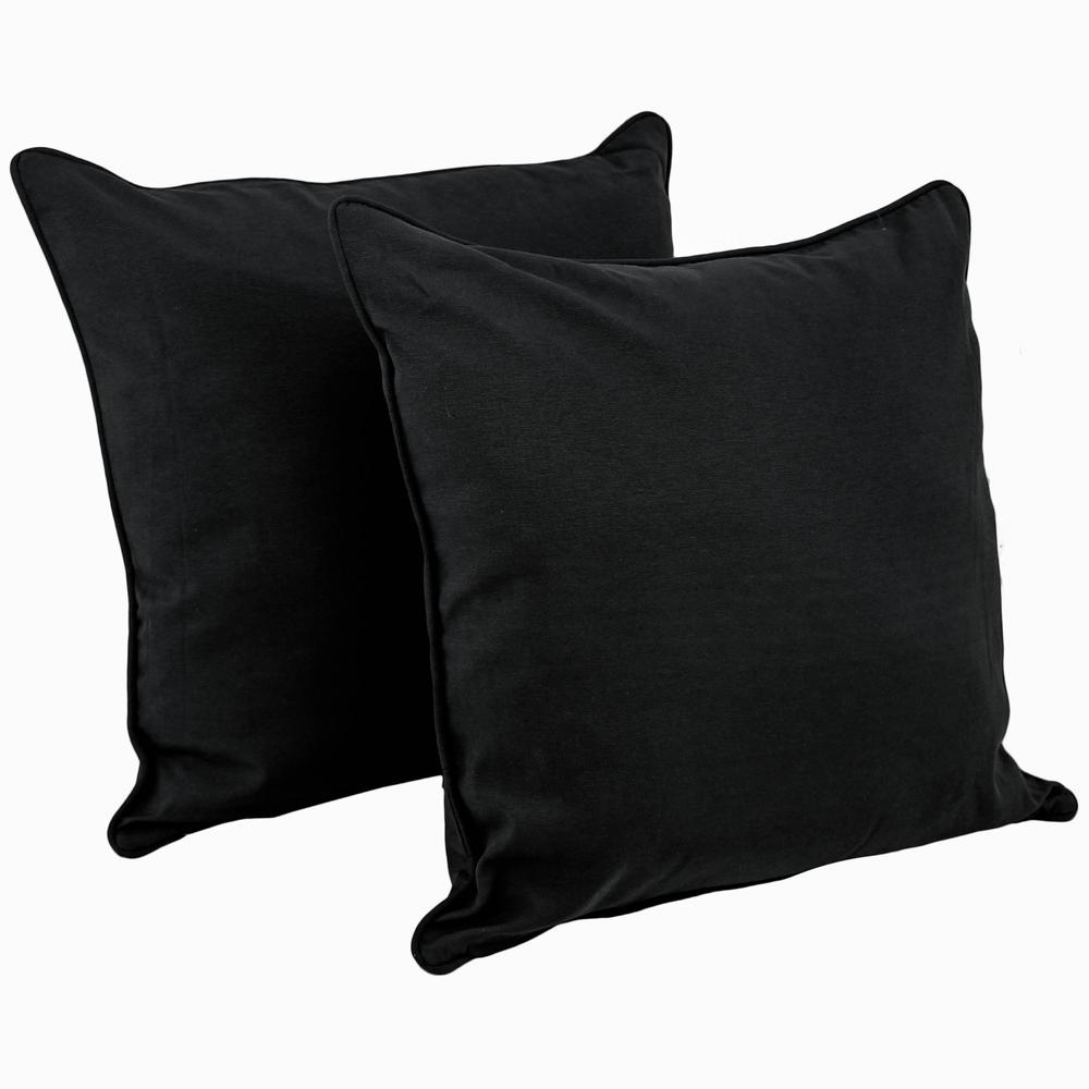 25-inch Double-corded Solid Twill Square Floor Pillows with Inserts (Set of 2), Black. The main picture.