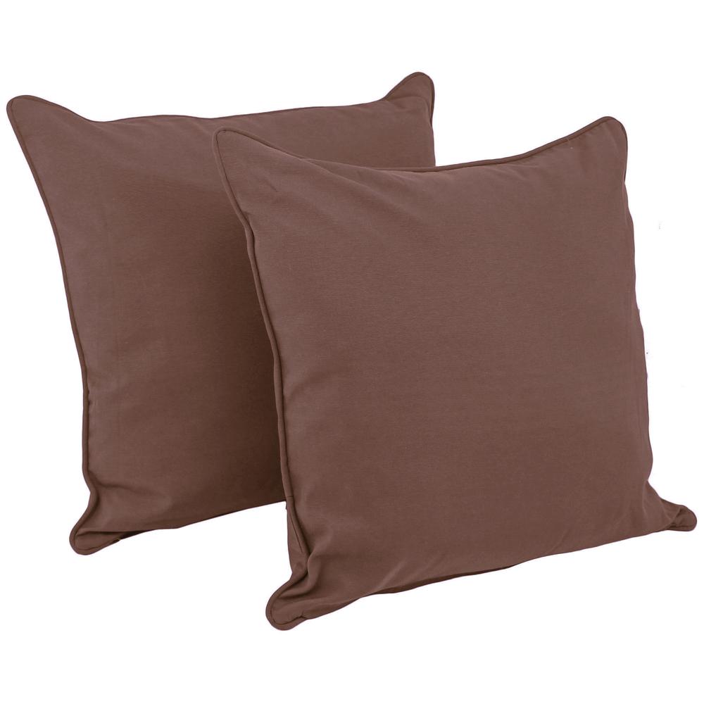25-inch Double-corded Solid Twill Square Floor Pillows with Inserts (Set of 2), Chocolate. Picture 1