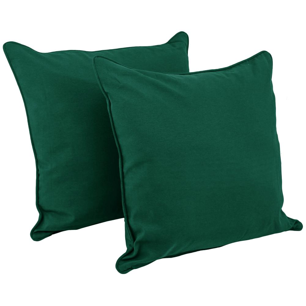 25-inch Double-corded Solid Twill Square Floor Pillows with Inserts (Set of 2), Forest Green. The main picture.
