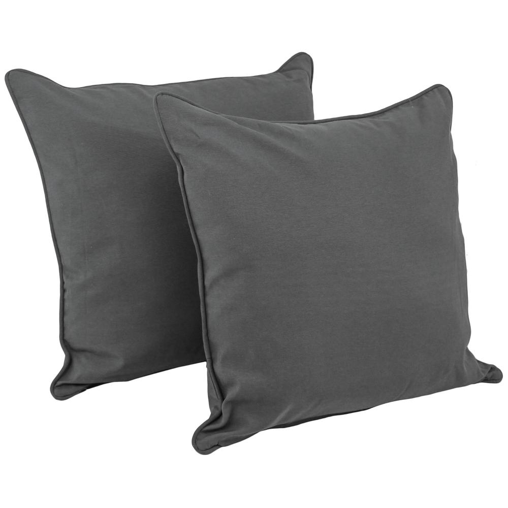 25-inch Double-corded Solid Twill Square Floor Pillows with Inserts (Set of 2), Steel Grey. Picture 1