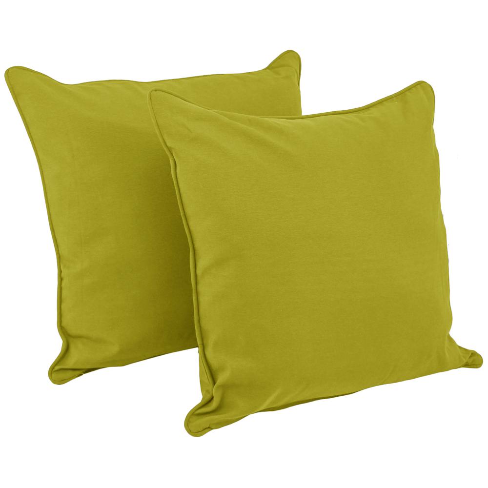 25-inch Double-corded Solid Twill Square Floor Pillows with Inserts (Set of 2), Mojito Lime. Picture 1