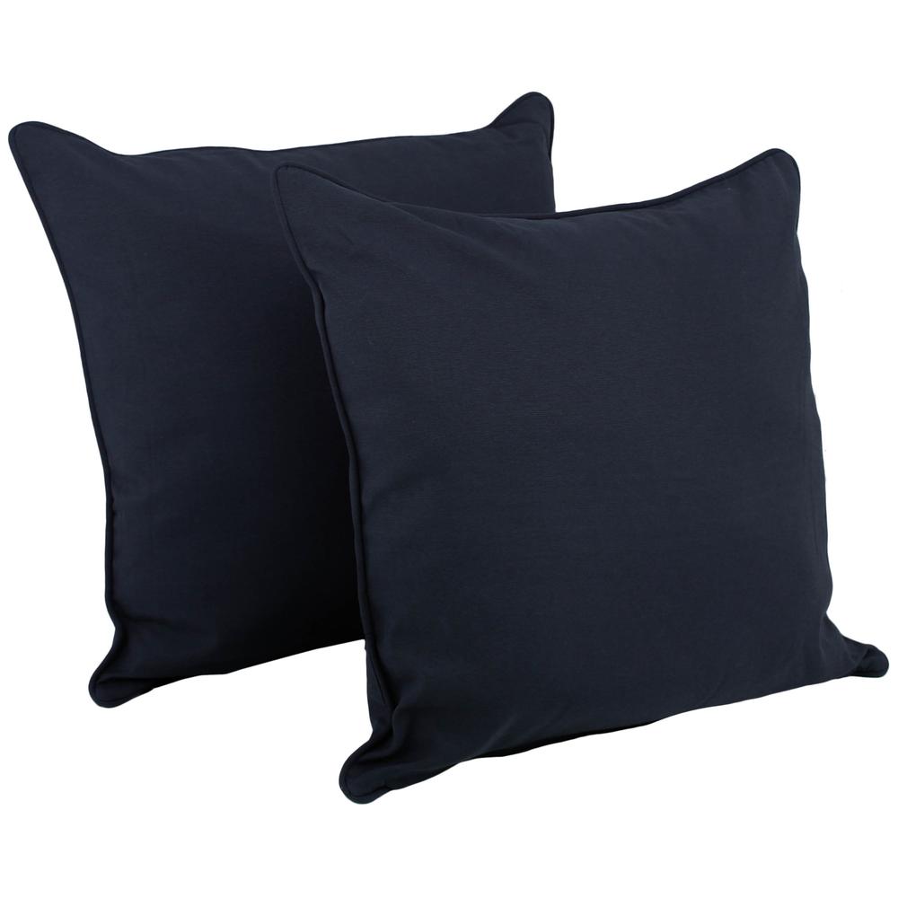 25-inch Double-corded Solid Twill Square Floor Pillows with Inserts (Set of 2), Navy. Picture 1
