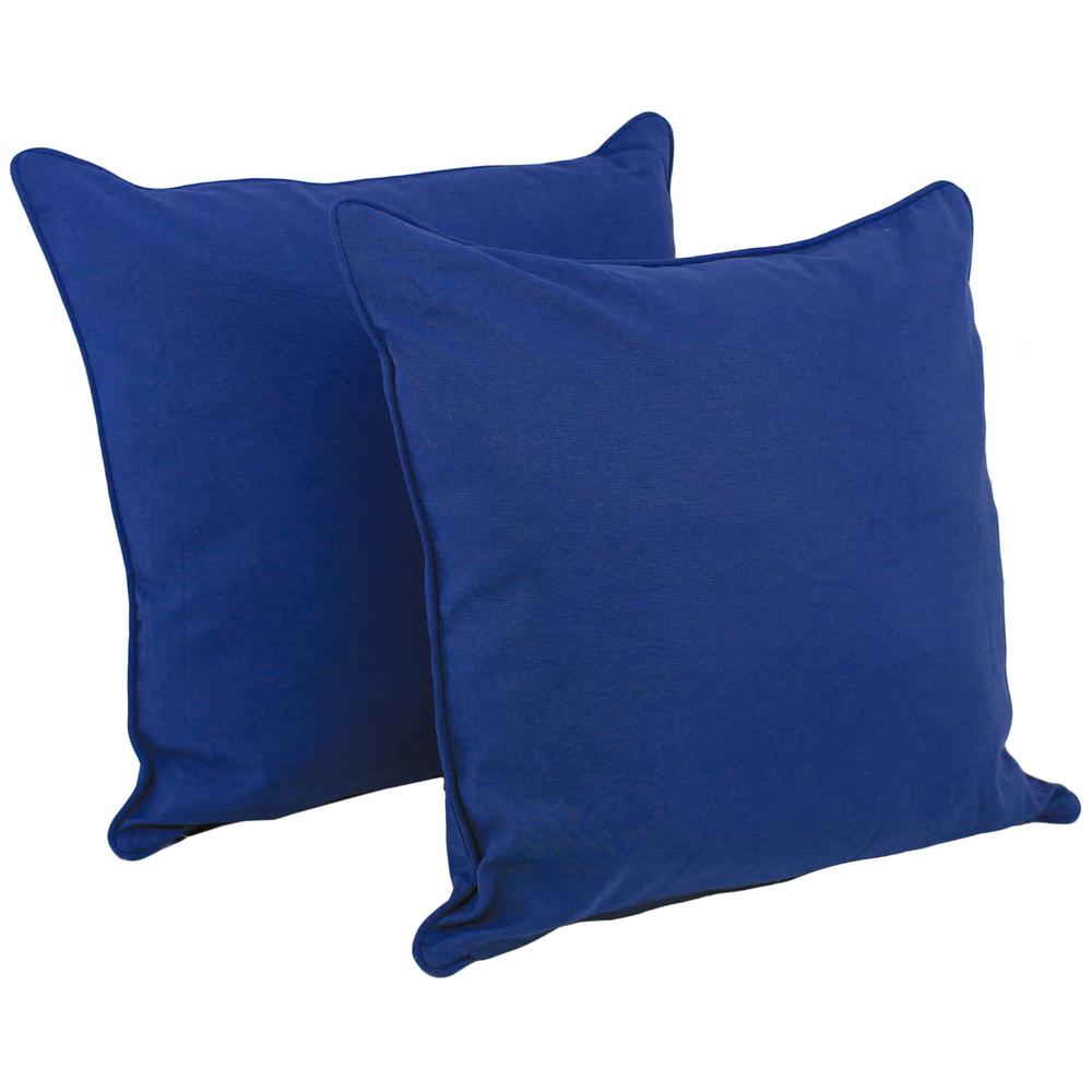 25-inch Double-corded Solid Twill Square Floor Pillows with Inserts (Set of 2), Royal Blue. Picture 1