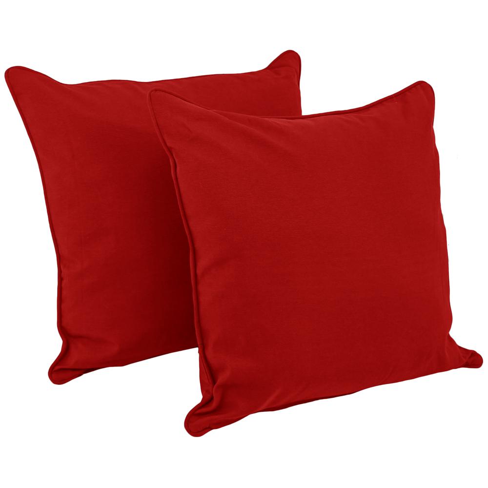 25-inch Double-corded Solid Twill Square Floor Pillows with Inserts (Set of 2), Red. Picture 1