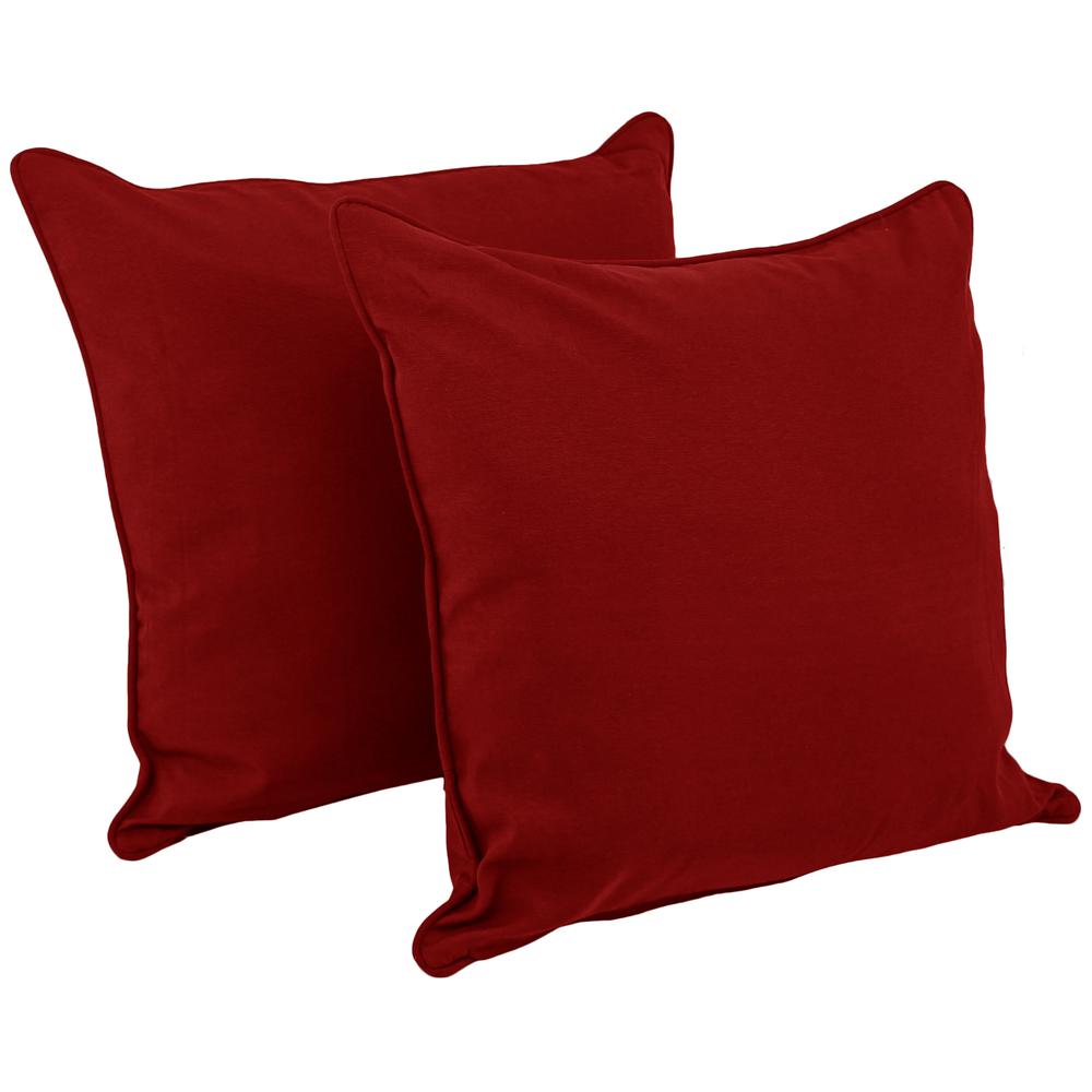 25-inch Double-corded Solid Twill Square Floor Pillows with Inserts (Set of 2), Ruby Red. Picture 1
