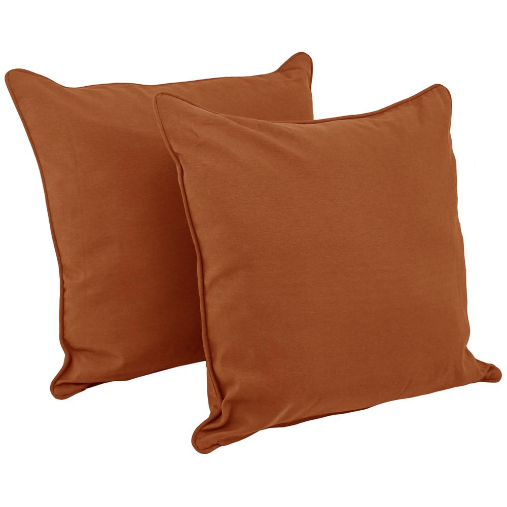 25-inch Double-corded Solid Twill Square Floor Pillows with Inserts (Set of 2), Spice. Picture 1