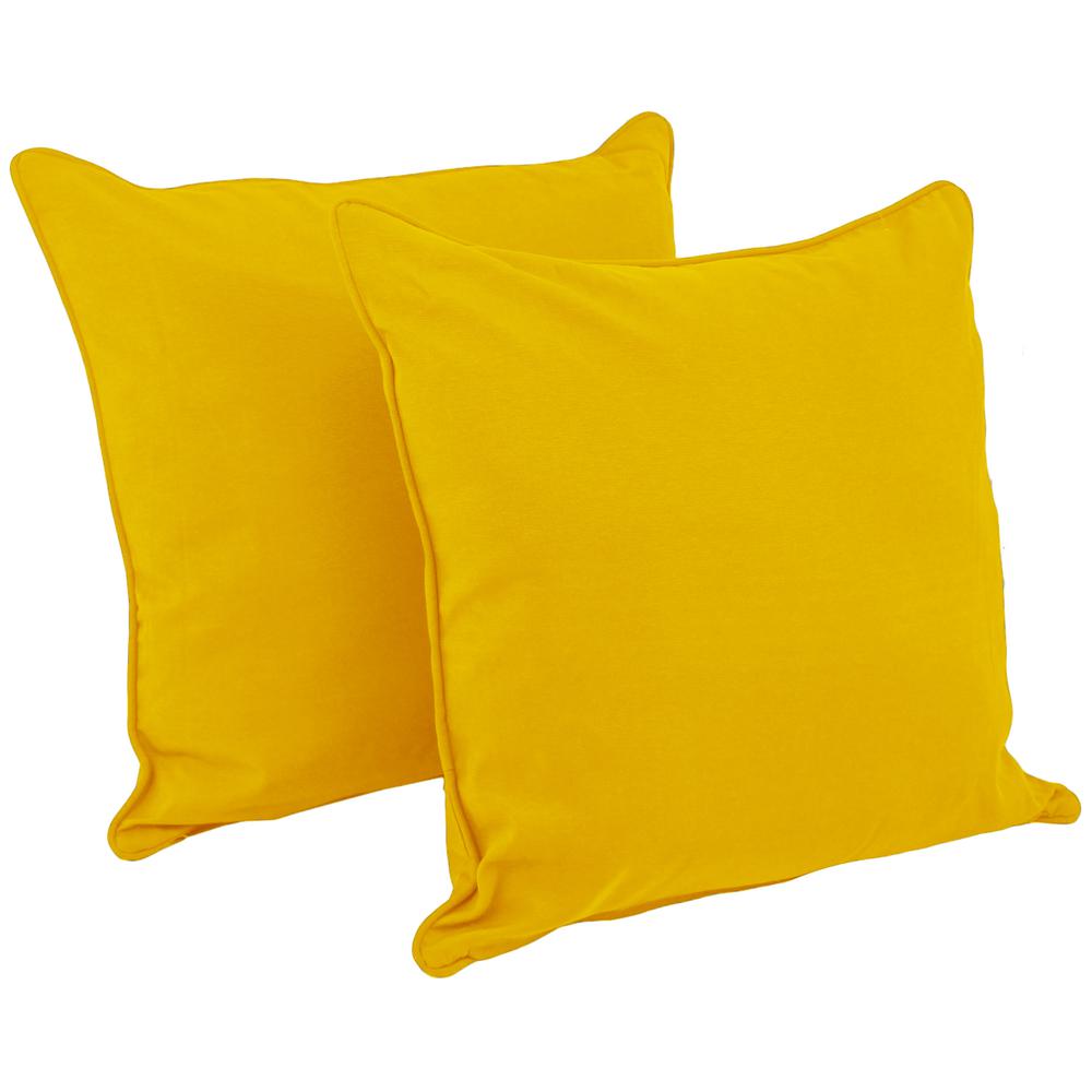 25-inch Double-corded Solid Twill Square Floor Pillows with Inserts (Set of 2), Sunset. Picture 1