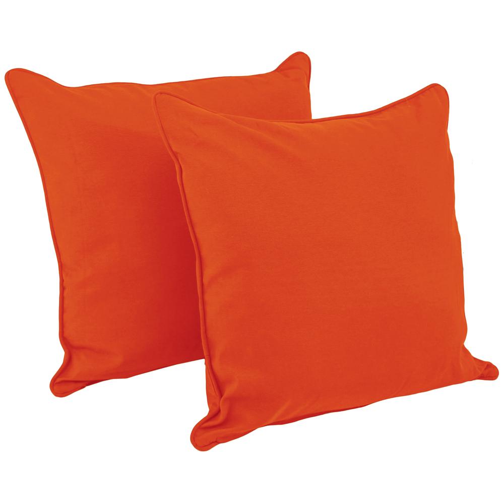25-inch Double-corded Solid Twill Square Floor Pillows with Inserts (Set of 2), Tangerine Dream. Picture 1