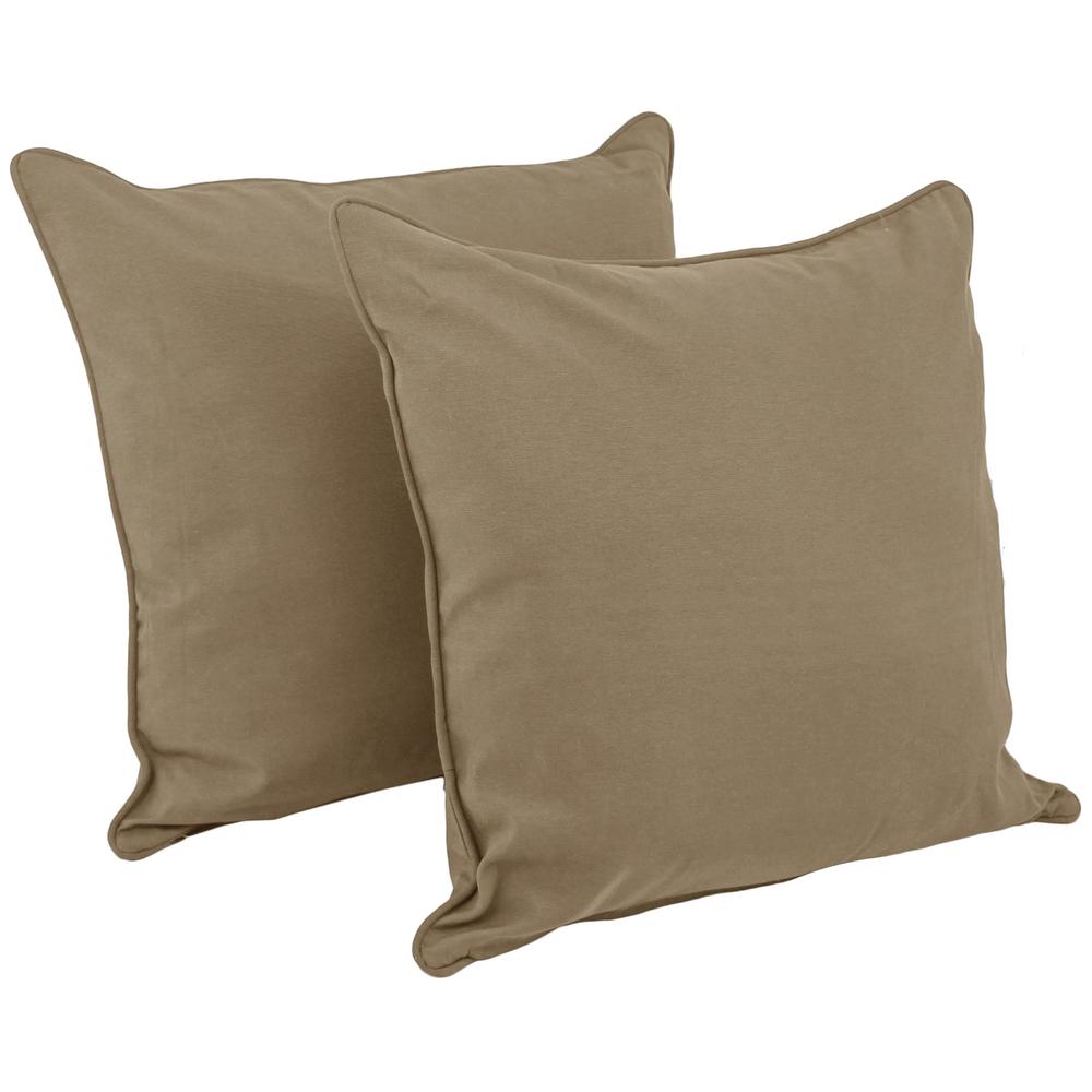 25-inch Double-corded Solid Twill Square Floor Pillows with Inserts (Set of 2), Toffee. Picture 1