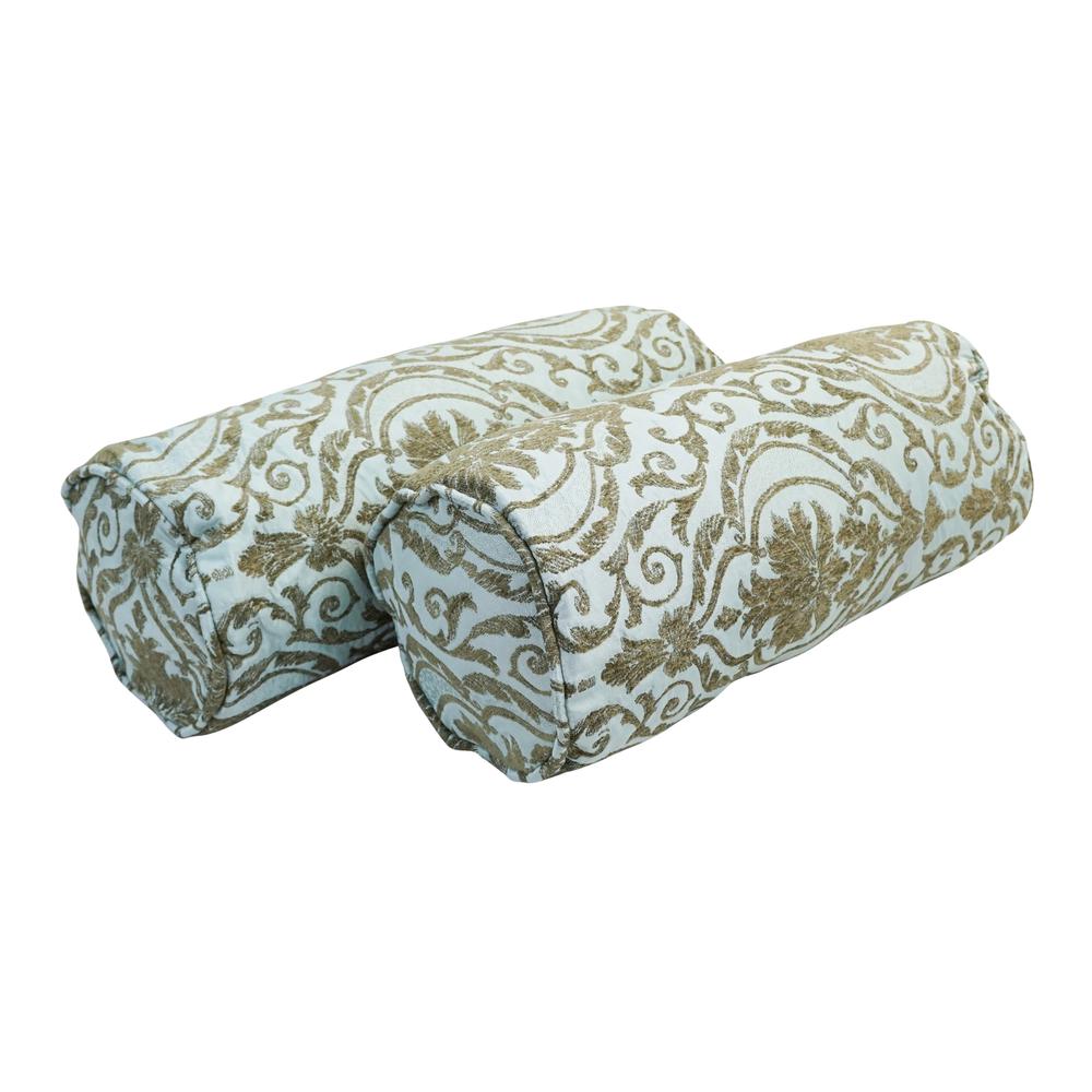 20-inch by 8-inch Double-corded Patterned Jacquard Chenille Bolster Pillows with Inserts (Set of 2)  9814-CD-S2-JCH-CO-32. Picture 1