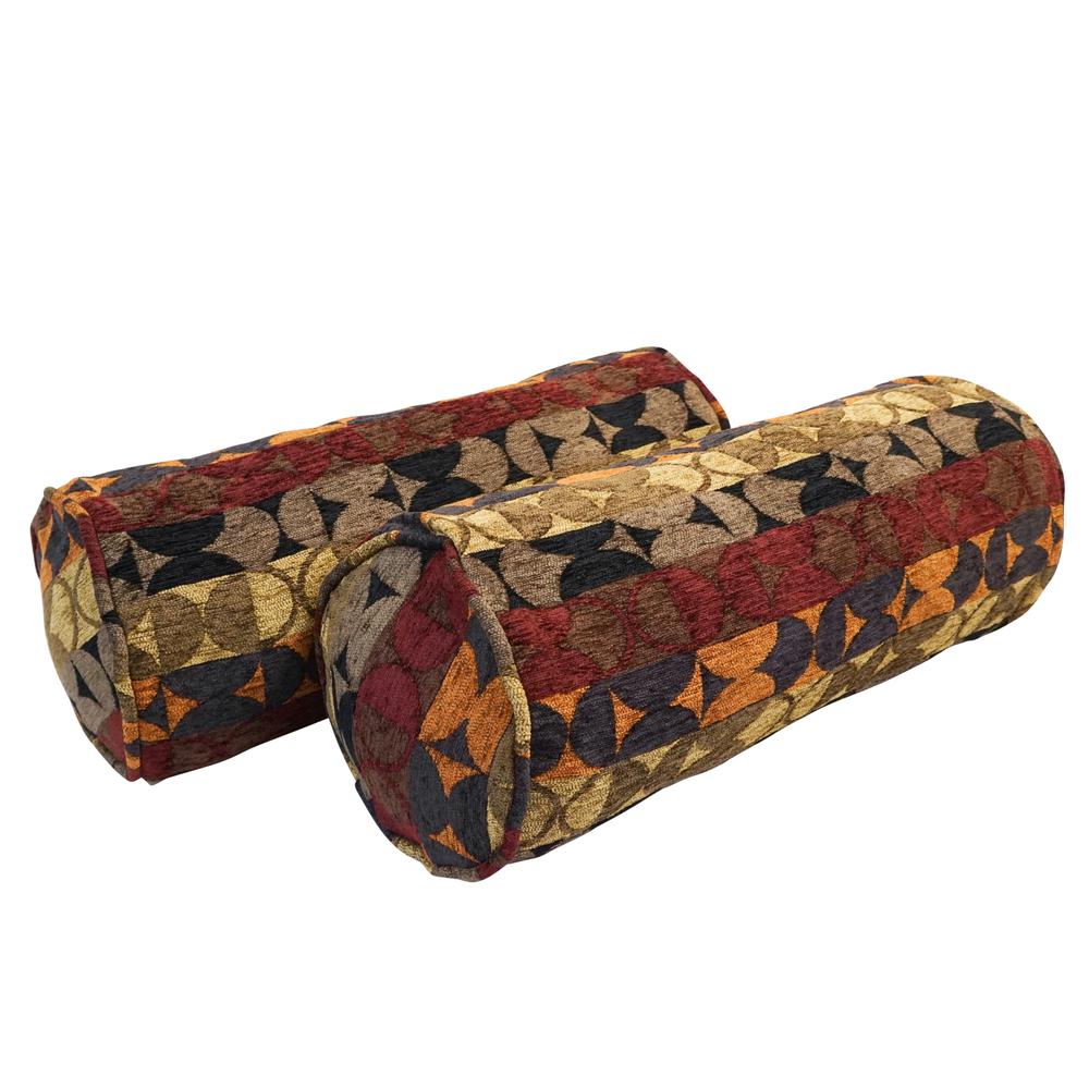 20-inch by 8-inch Double-corded Patterned Jacquard Chenille Bolster Pillows with Inserts (Set of 2)  9814-CD-S2-JCH-CO-37. Picture 1