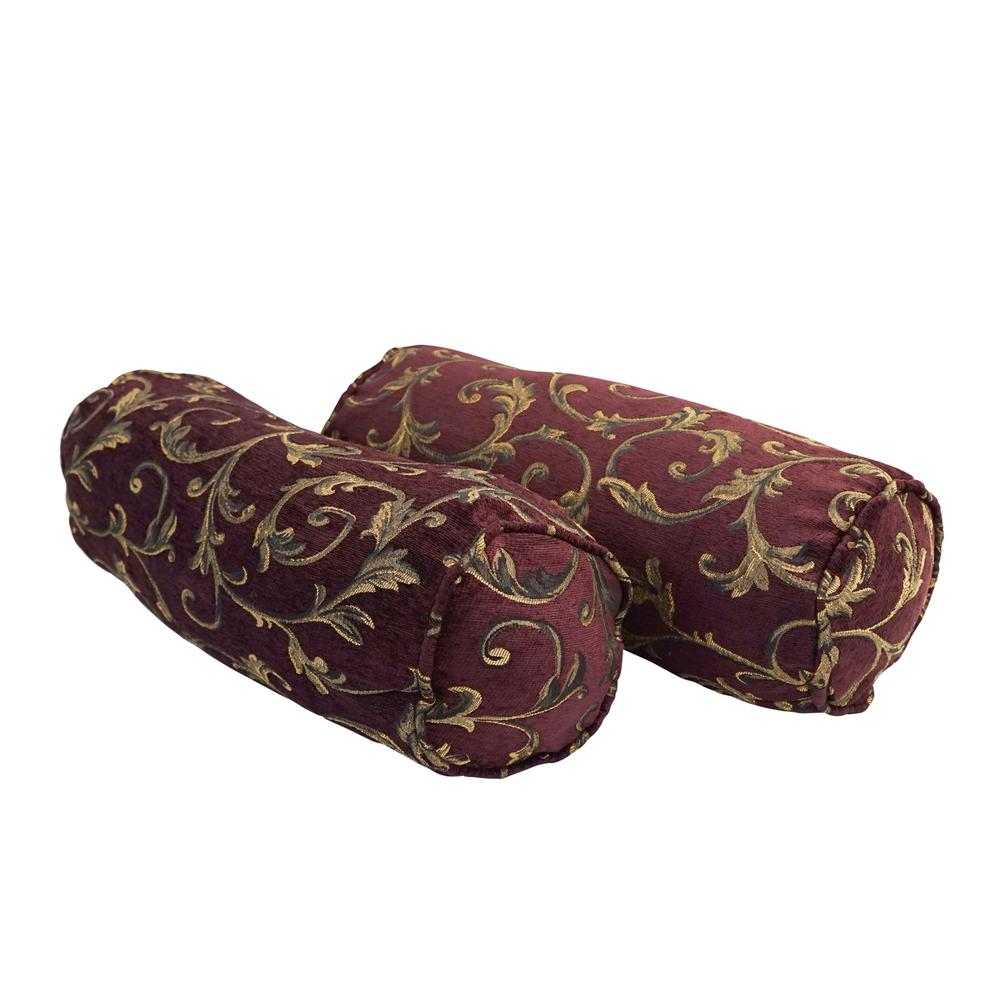 20-inch by 8-inch Double-corded Patterned Jacquard Chenille Bolster Pillows with Inserts (Set of 2)  9814-CD-S2-JCH-CO-43. Picture 1