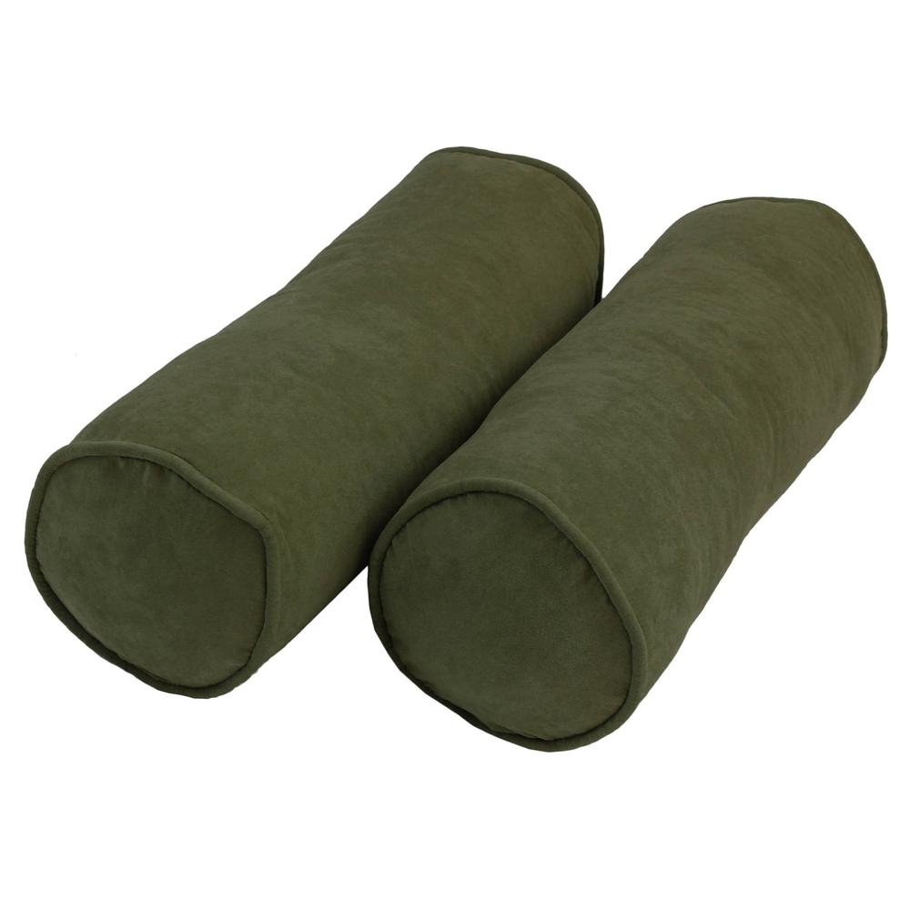 20-inch by 8-inch Double-corded Solid Microsuede Bolster Pillows with Inserts (Set of 2)  9814-CD-S2-MS-HG. Picture 1