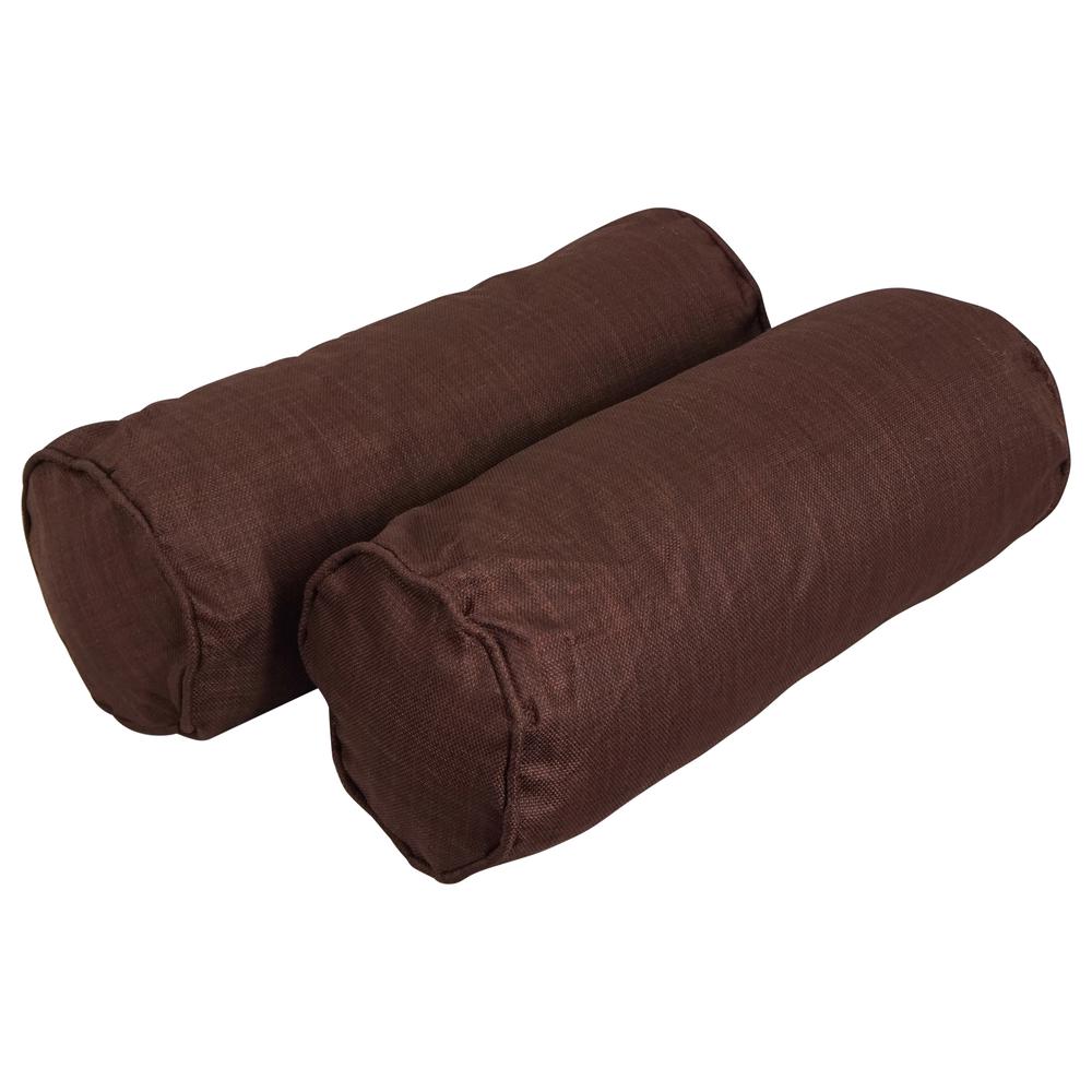 20-inch by 8-inch Double-corded Spun Polyester Bolster Pillows with Inserts (Set of 2) 9814-CD-S2-REO-SOL-10. Picture 1