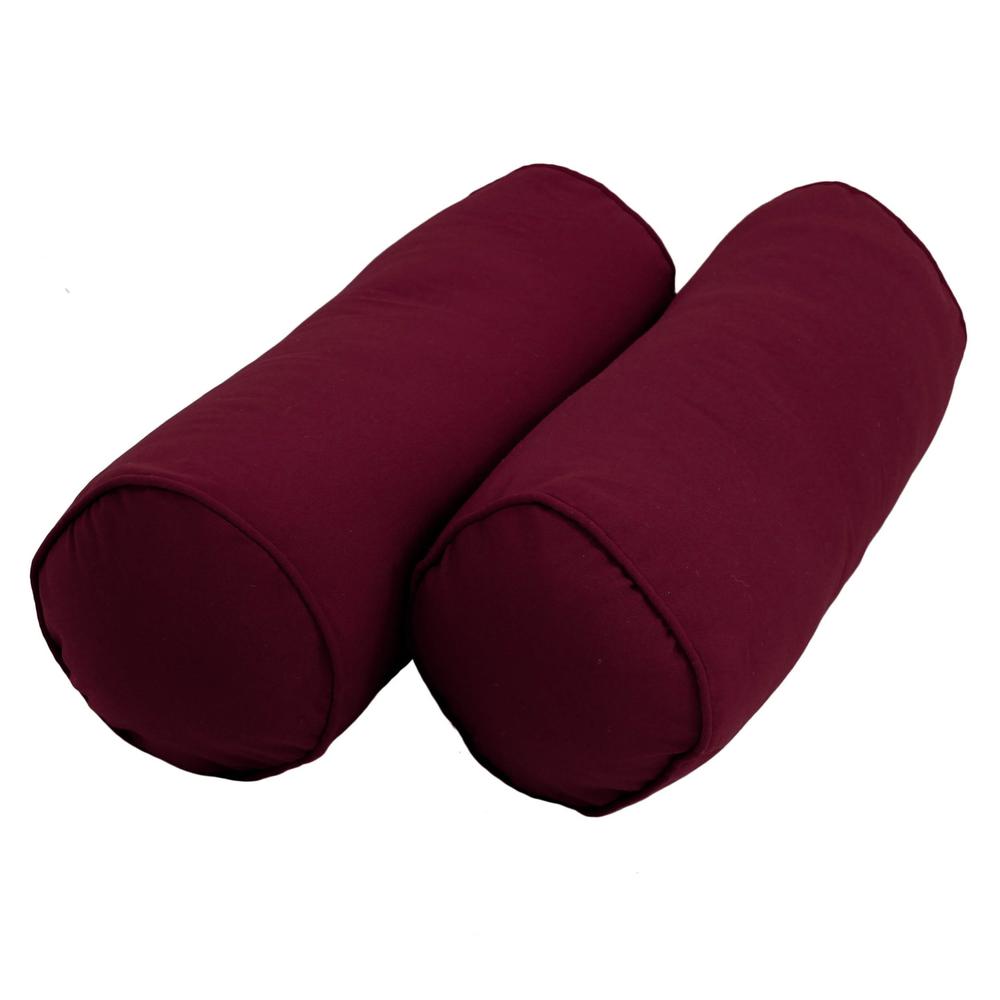 20-inch by 8-inch Double-corded Solid Twill Bolster Pillows with Inserts (Set of 2). The main picture.