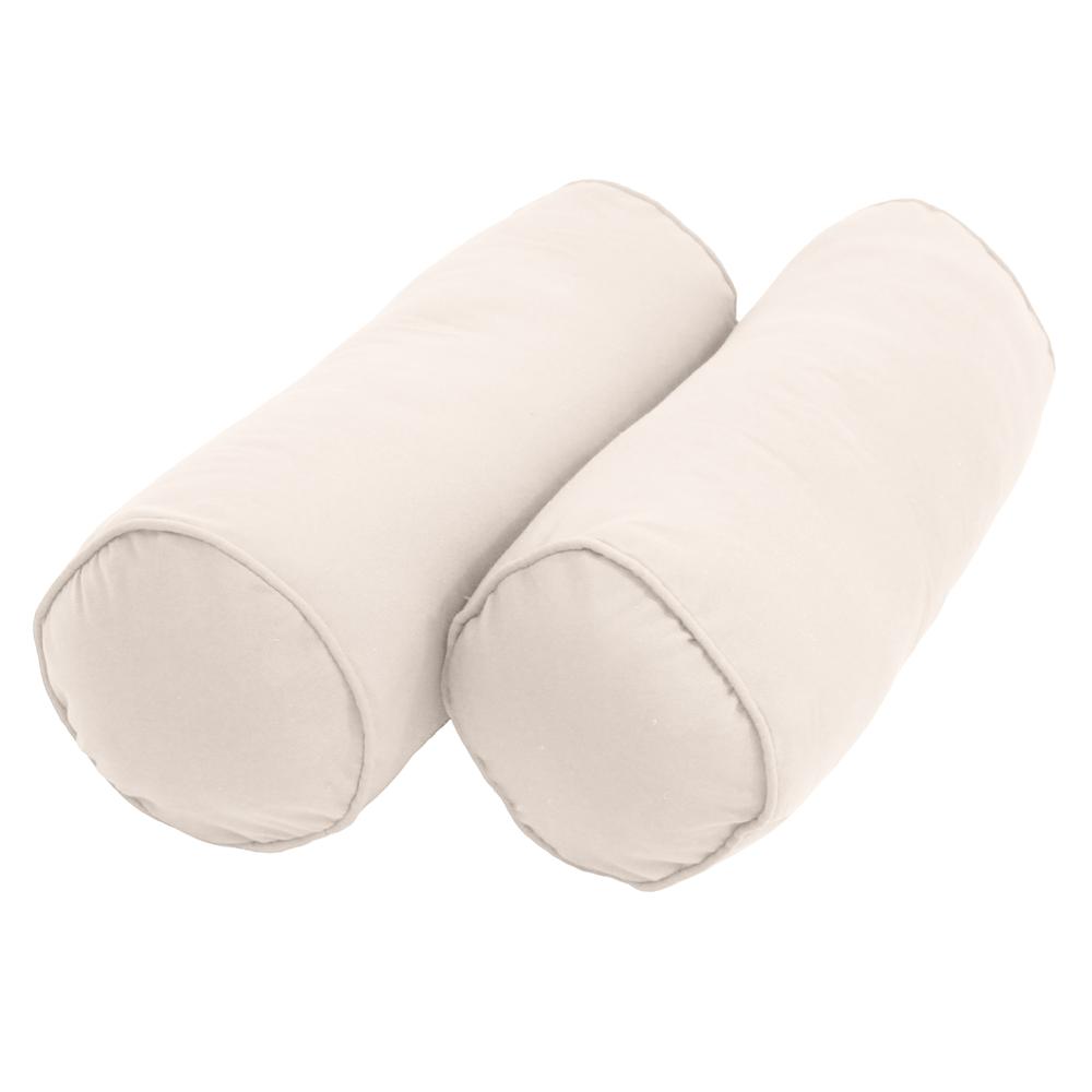 20-inch by 8-inch Double-corded Solid Twill Bolster Pillows with Inserts (Set of 2), Natural. Picture 1