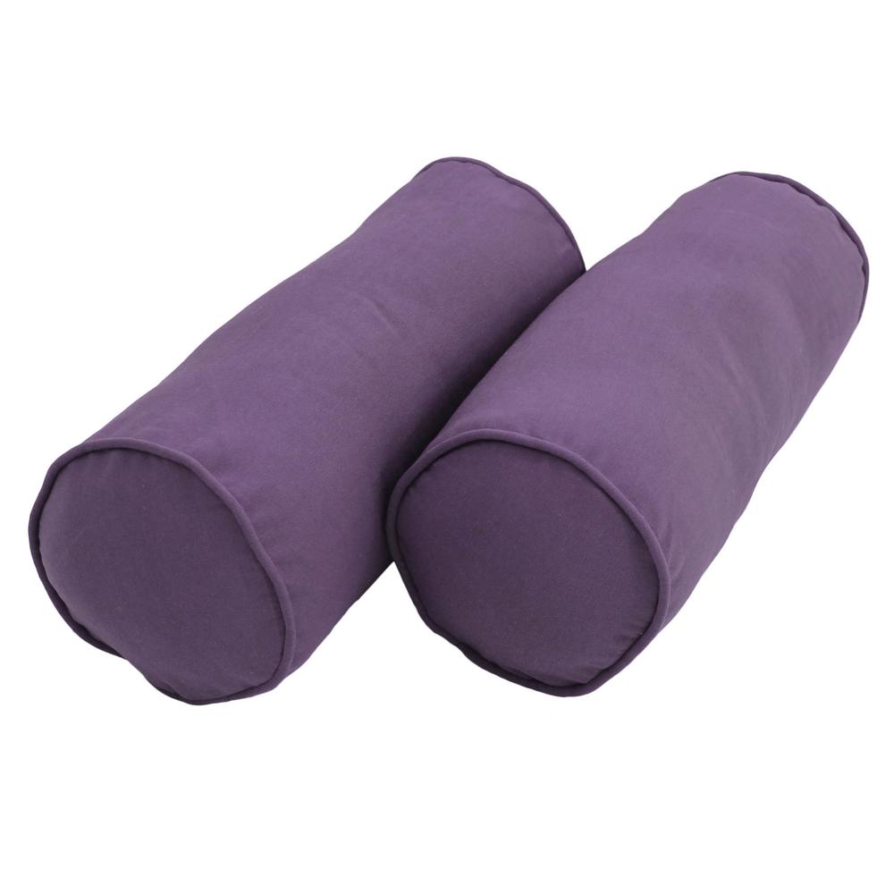 20-inch by 8-inch Double-corded Solid Twill Bolster Pillows with Inserts (Set of 2), Grape. Picture 1