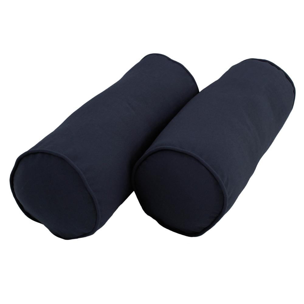 20-inch by 8-inch Double-corded Solid Twill Bolster Pillows with Inserts (Set of 2), Navy. Picture 1
