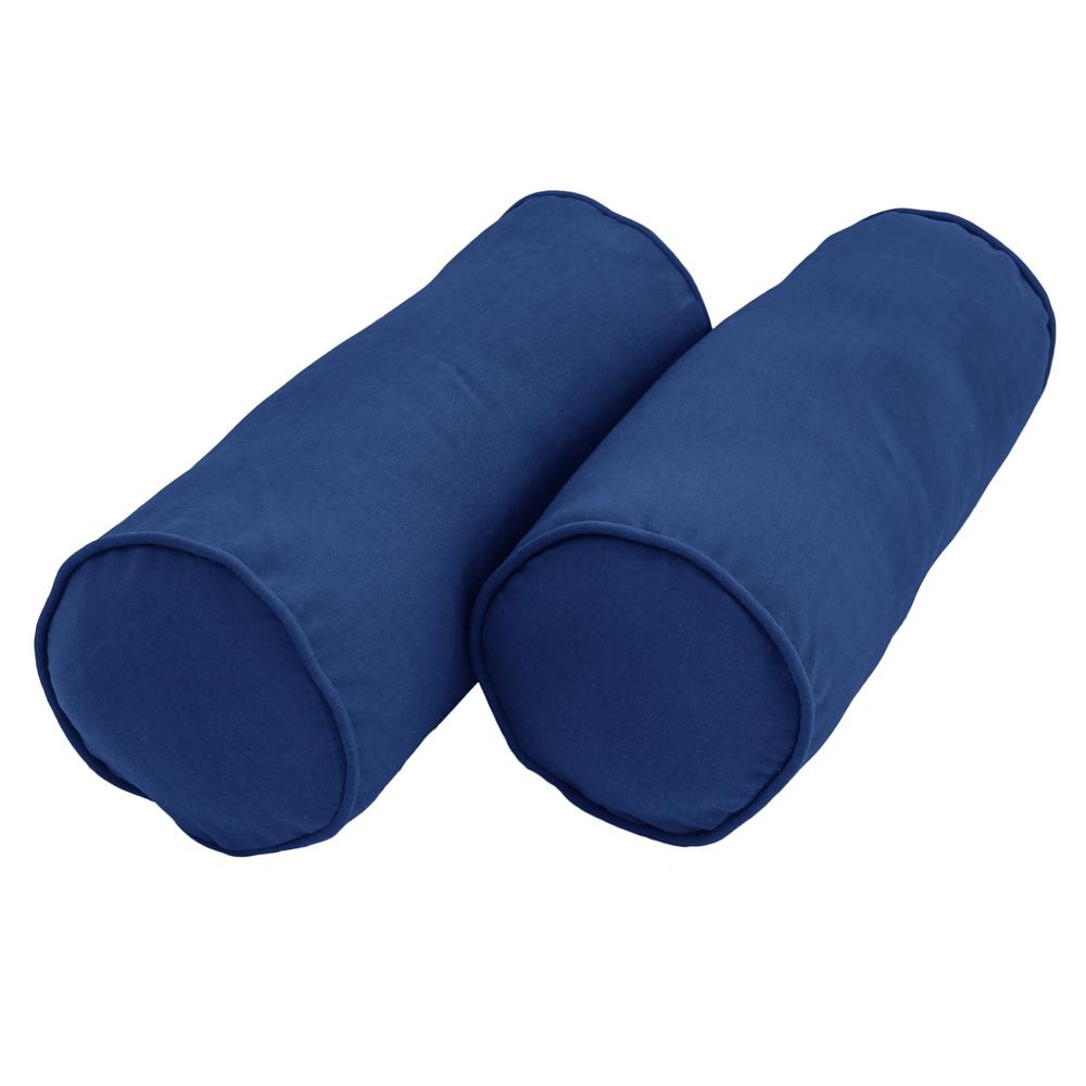 20-inch by 8-inch Double-corded Solid Twill Bolster Pillows with Inserts (Set of 2), Royal Blue. Picture 1