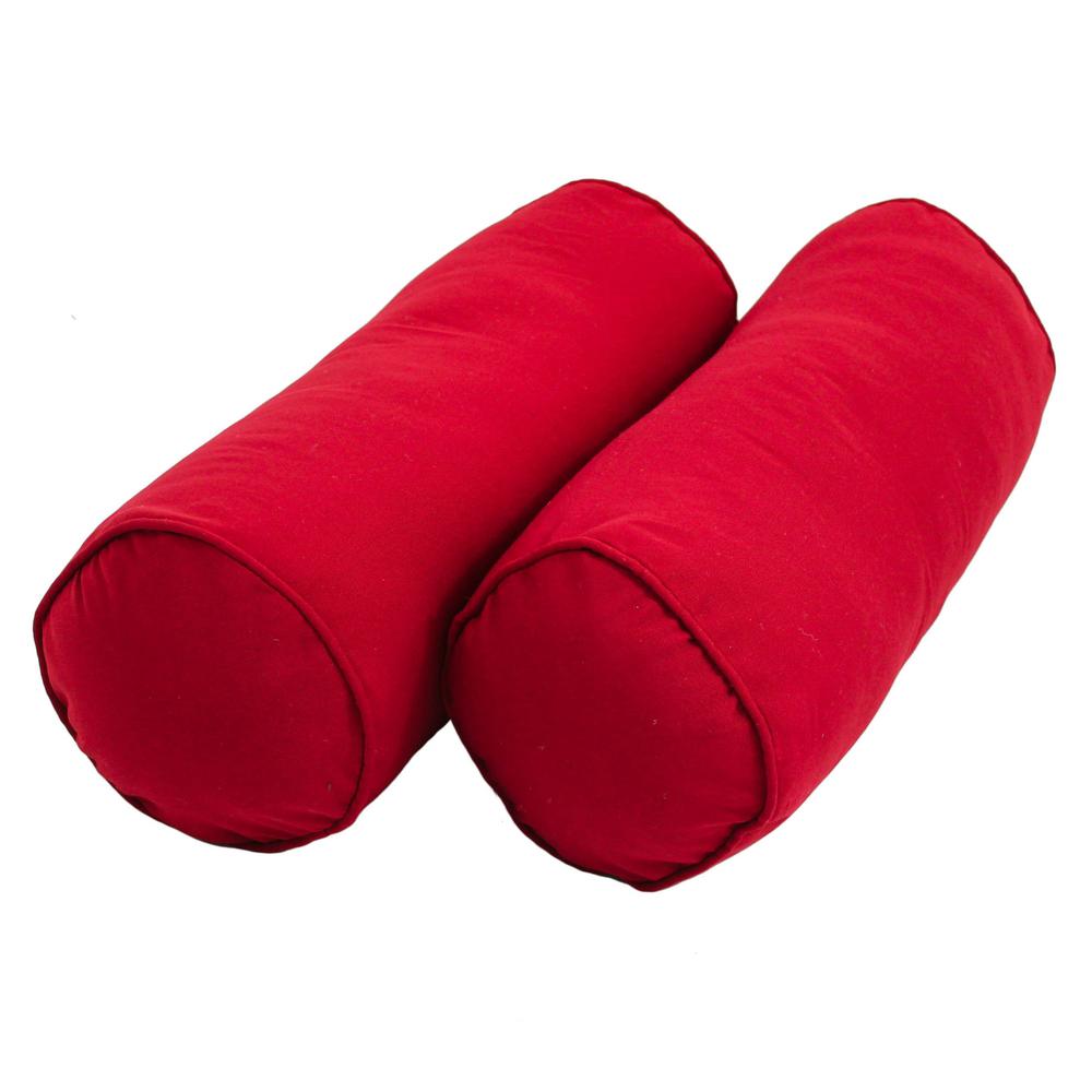 20-inch by 8-inch Double-corded Solid Twill Bolster Pillows with Inserts (Set of 2), Red. Picture 1