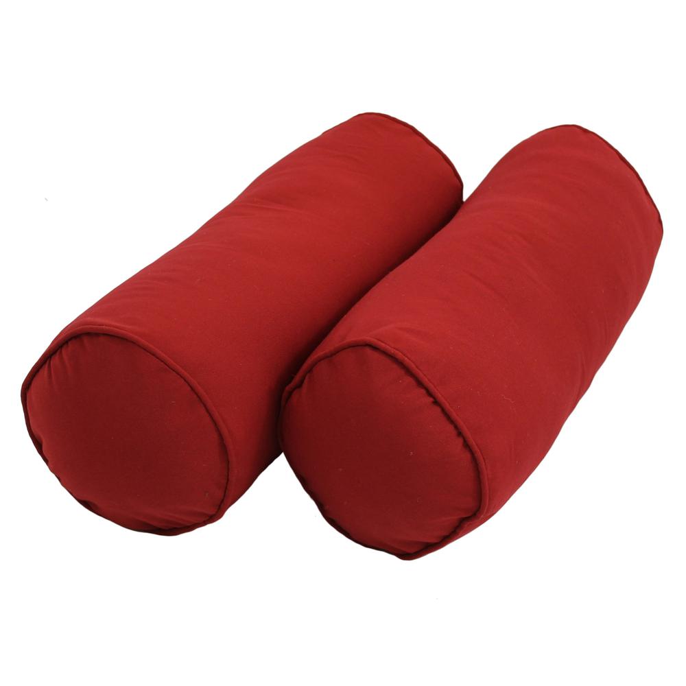 20-inch by 8-inch Double-corded Solid Twill Bolster Pillows with Inserts (Set of 2), Ruby Red. Picture 1