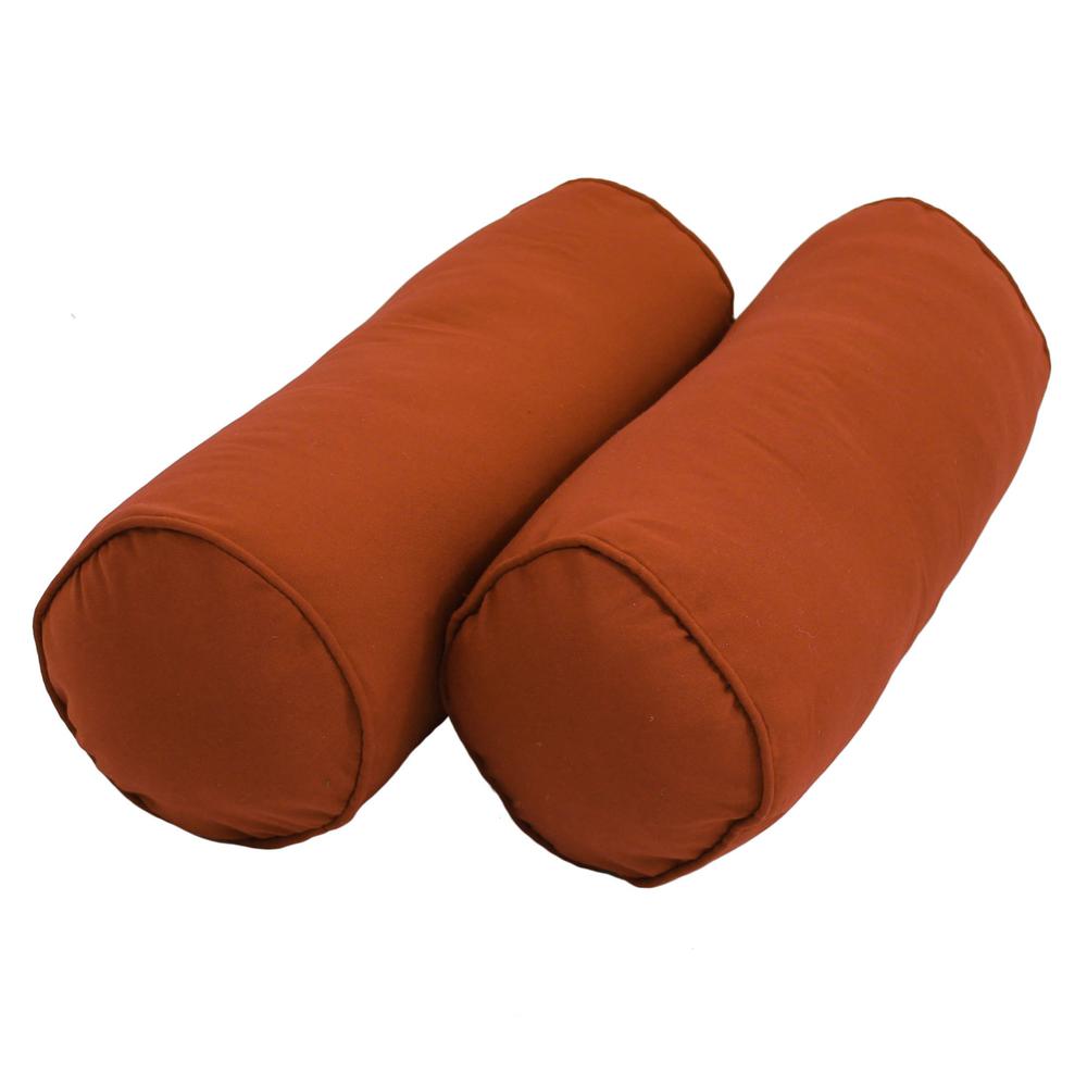 20-inch by 8-inch Double-corded Solid Twill Bolster Pillows with Inserts (Set of 2), Spice. Picture 1