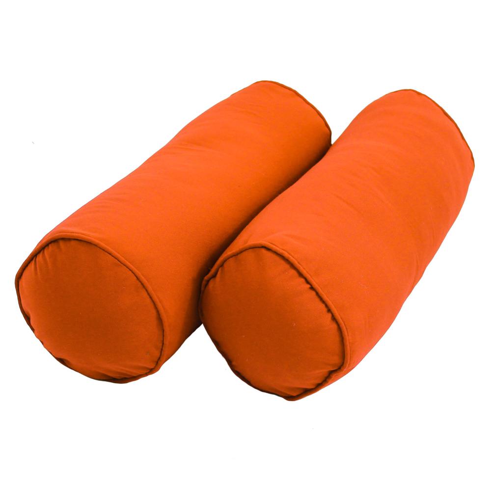 20-inch by 8-inch Double-corded Solid Twill Bolster Pillows with Inserts (Set of 2), Tangerine Dream. Picture 1