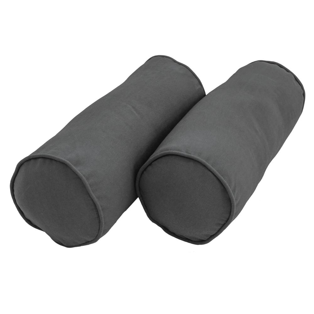 20-inch by 8-inch Double-corded Solid Twill Bolster Pillows with Inserts (Set of 2). Picture 1