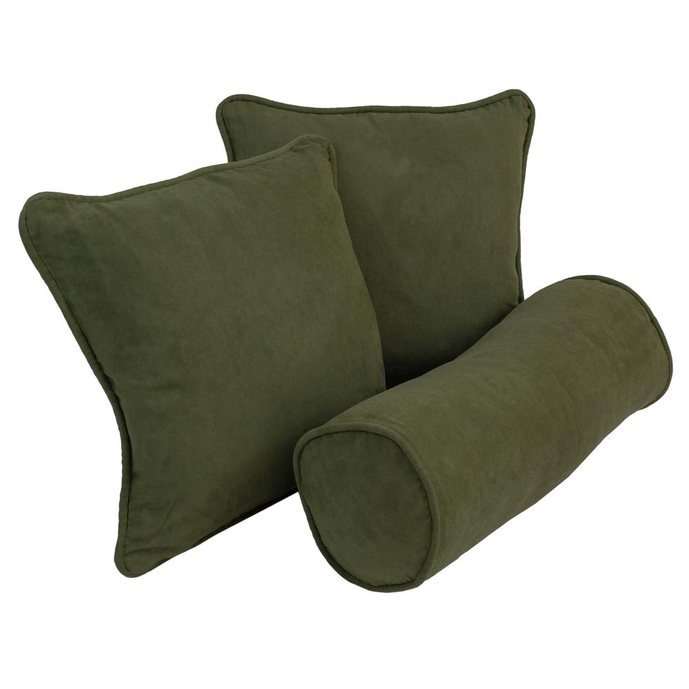 Double-corded Solid Microsuede Throw Pillows with Inserts (Set of 3) Hunter Green. Picture 1
