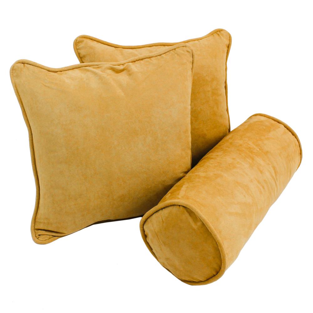 Double-corded Solid Microsuede Throw Pillows with Inserts (Set of 3) Lemon. Picture 1