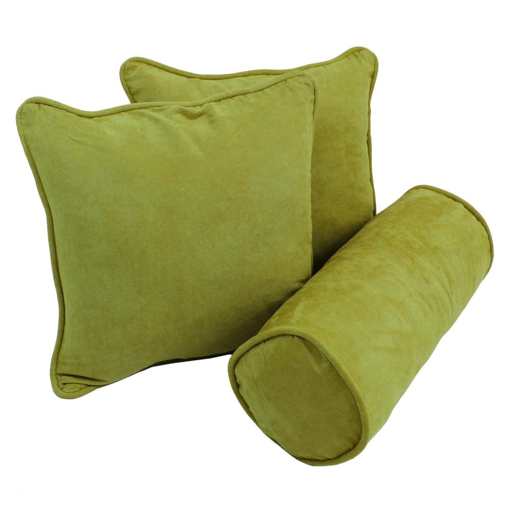 Double-corded Solid Microsuede Throw Pillows with Inserts (Set of 3) Mojito Lime. The main picture.
