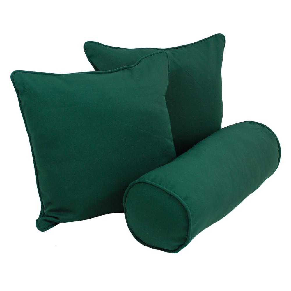 Double-corded Solid Twill Throw Pillows with Inserts (Set of 3) Forest Green. Picture 1
