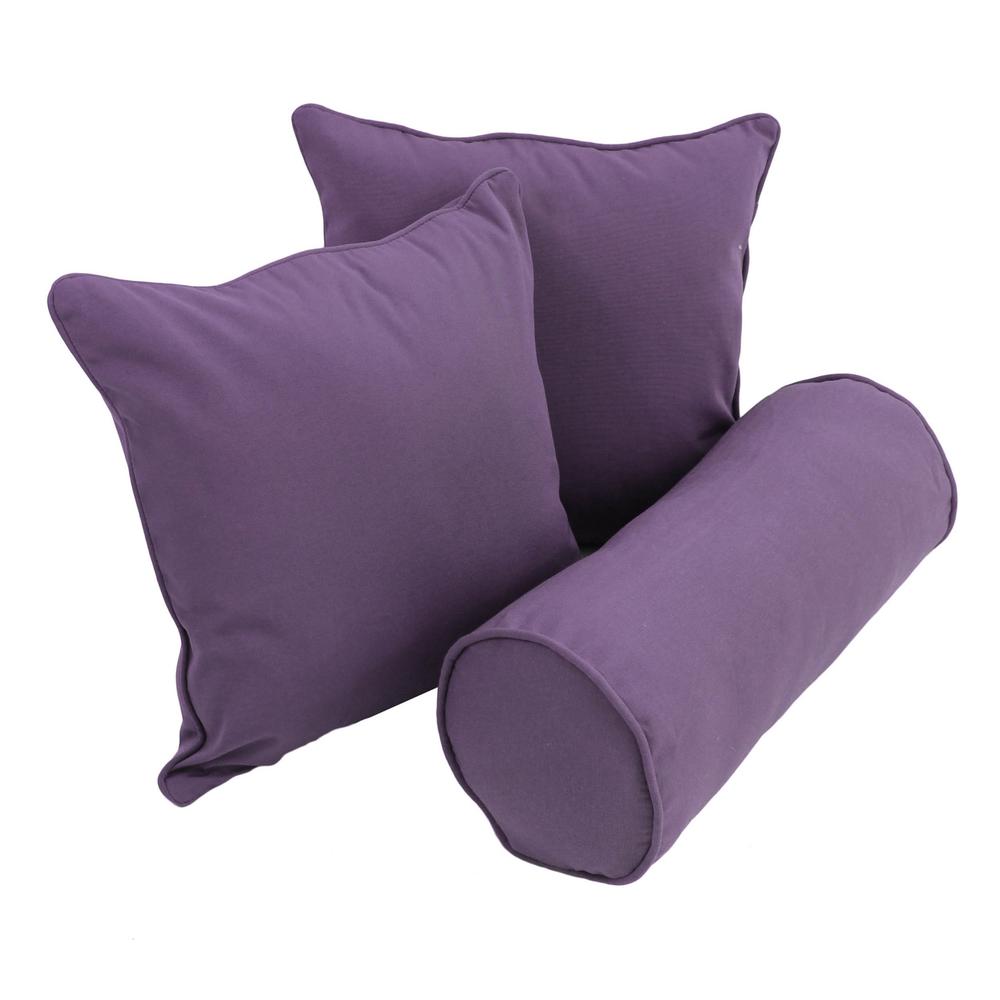 Double-corded Solid Twill Throw Pillows with Inserts (Set of 3) Grape. Picture 1