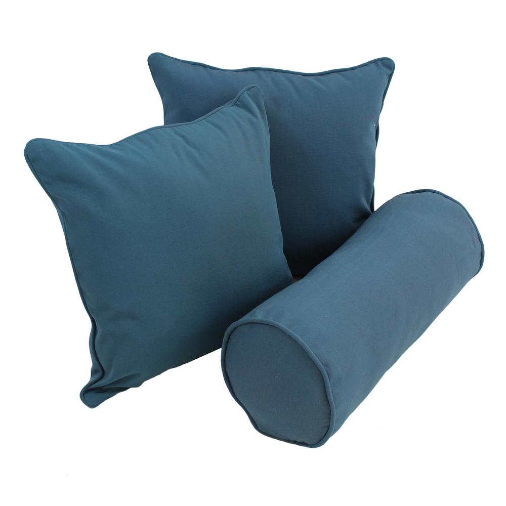 Double-corded Solid Twill Throw Pillows with Inserts (Set of 3) Indigo. Picture 1