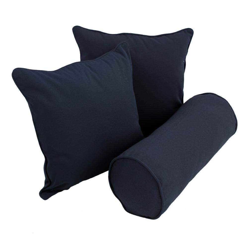 Double-corded Solid Twill Throw Pillows with Inserts (Set of 3) Navy. Picture 1